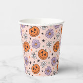 Leuke Halloween pompoenen en bloemen patroon Papieren Bekers (Links)