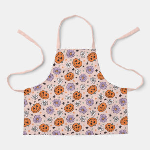 Leuke Halloween pompoenen en bloemen patroon Schort
