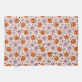 Leuke Halloween pompoenen en bloemen patroon Theedoek (Horizontaal)