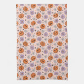 Leuke Halloween pompoenen en bloemen patroon Theedoek (Verticaal)