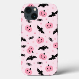 Leuke Halloween pompoenen en vleermuispatroon iPhone 13 Hoesje