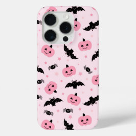 Leuke Halloween pompoenen en vleermuispatroon iPhone 15 Pro Case