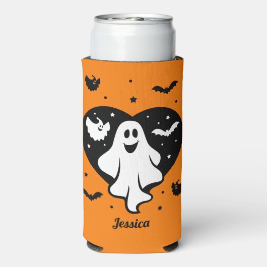 Leuke Halloween spook met hart en vleermuis (Seltzer Achterkant)