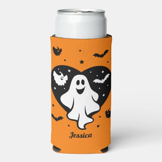 Leuke Halloween spook met hart en vleermuis (Seltzer Voorkant)
