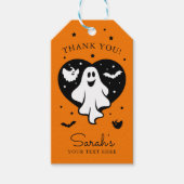 Leuke Halloween spook met hart en vleermuis Cadeaulabel (Voorkant)