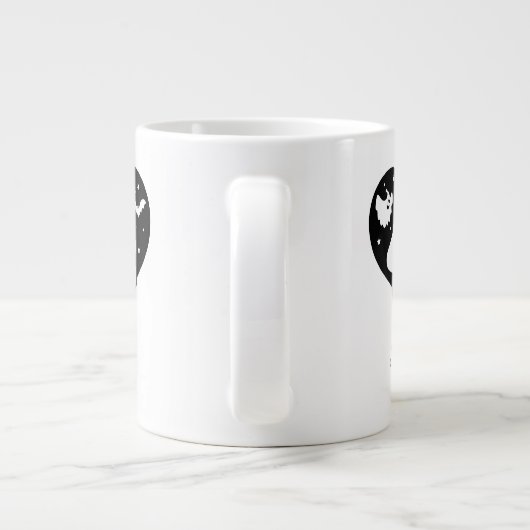 Leuke Halloween spook met hart en vleermuis Extra Grote Beker (Achterkant)