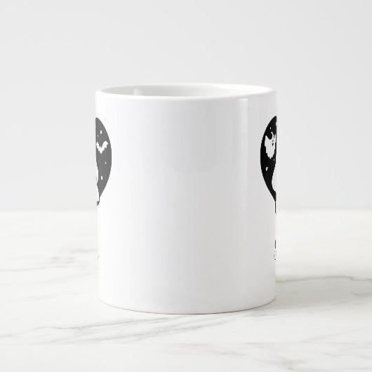 Leuke Halloween spook met hart en vleermuis Extra Grote Beker (Voorkant)