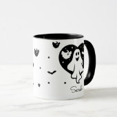 Leuke Halloween spook met hart en vleermuis Mok (Voorkant rechts)