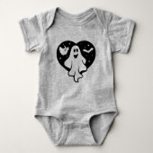 Leuke Halloween spook met hart en vleermuis Romper (Voorkant)