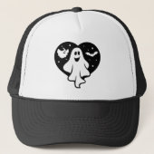 Leuke Halloween spook met hart en vleermuis Trucker Pet (Voorkant)