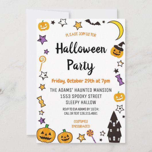 Leuke Halloween Spooktacular Party Uitnodiging (Voorkant)