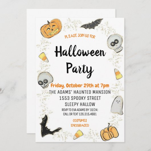 Leuke Halloween Spooktacular Party Uitnodiging (Voorkant / Achterkant)