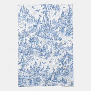 Leuke Halloween toile-patroon Griezelig dorp spoke Theedoek