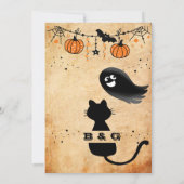 Leuke Halloween Zwarte Kat Bruiloft Party Uitnodig (Achterkant)