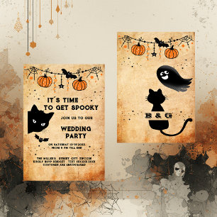 Leuke Halloween Zwarte Kat Bruiloft Party Uitnodig