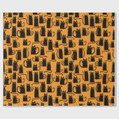 Leuke Halloween Zwarte Kat Sinaasappel Cadeaupapier (Vlak)