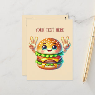 Leuke hamburger voeg tekst en voedsel liefhebbers briefkaart