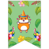 Leuke Hamster Botanical Theme Kind's Verjaardagsfe Vlaggetjes (Eerste vlag)