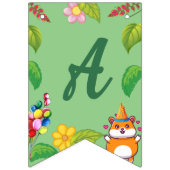 Leuke Hamster Botanical Theme Kind's Verjaardagsfe Vlaggetjes (Derde vlag)