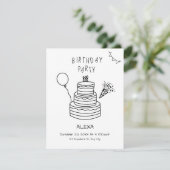 Leuke hand getekende verjaardagstaart kaart (Staand voorkant)