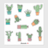 Leuke Hand getrokken Cactus Planten in Pots 12 Ver Sticker (Vel)