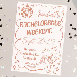 Leuke Hand getrokken Disco Bachelorette Party Week Kaart