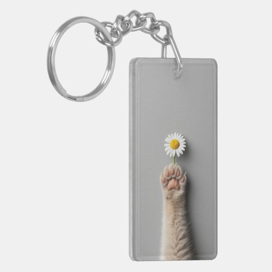 Leuke hand kat met bloem sleutelhanger (Voorkant Links)
