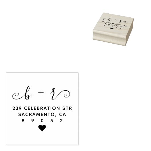 Leuke handgeschreven Initialen bruiloft retour adr Rubberstempel (Gestempeld)