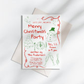 Leuke handgetekende kerstfeest uitnodiging