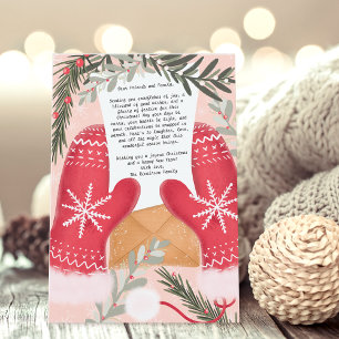 Leuke handschoenen illustratie Kerst familie 3 fot Feestdagenkaart