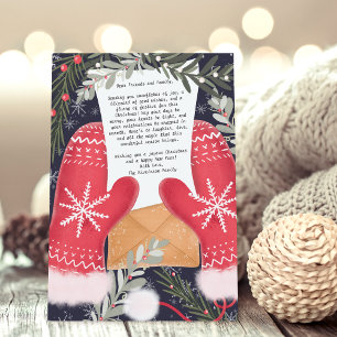 Leuke handschoenen illustratie Kerst familie 3 fot Feestdagenkaart