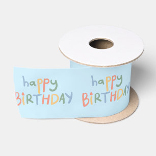 Leuke Happy Birthday Pastel Blauw Kinder Feestlint Lint