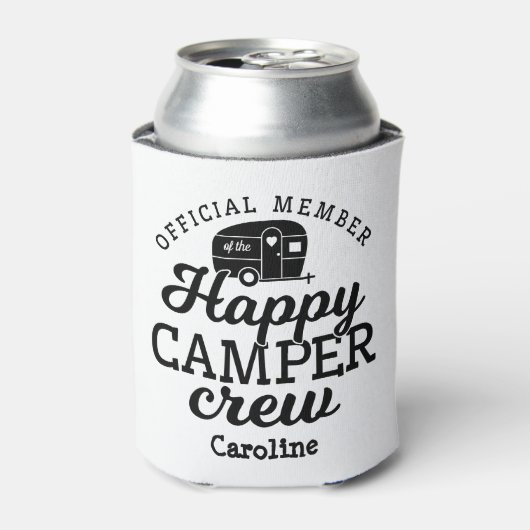 Leuke Happy Camper Crew Member Camping Blikjeskoeler (Blikje Voorkant)