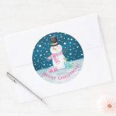 Leuke Happy Christmas Sneeuwman Sticker (Envelop)