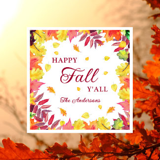 Leuke Happy Herfst Y'all Autumn Leaves Paper Servet