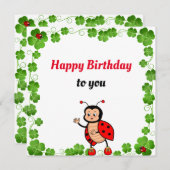 Leuke Happy Ladybug Verjaardag Flat Kaart (Voorkant / Achterkant)