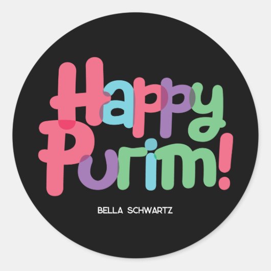 Leuke Happy Purim Ronde Sticker (Voorkant)