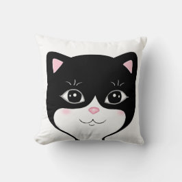 Leuke Happy Tuxedo Kat Gezicht Kussen