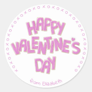 Leuke Happy Valentines Day gespeld in koekjes Ronde Sticker