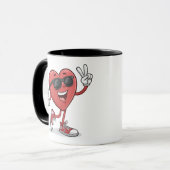 Leuke Hart Cartoon met Zonnebril Funny Mug Design Mok (Voorkant links)