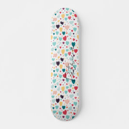 Leuke harten en Polka Dots Patroon Kleurrijke Girl Skateboard