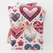 Leuke harten op Blue Whimsical Fancy Valentijnsdag Inpakpapier Vel (In situ)