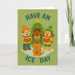 Leuke "Have an Ice Day" Gepersonaliseerde Familien Feestdagen Kaart