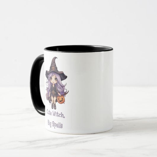 Leuke heks grote spreuken Halloween Mok (Voorkant links)