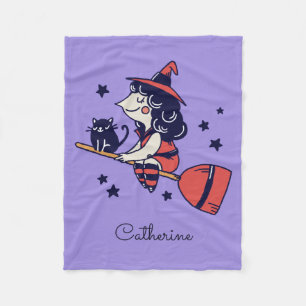 Leuke Heks Halloween aangepaste naam fleece dekens