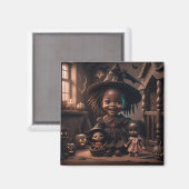 Leuke heks spelen met haar poppen magneet (Voorkant / Achterkant)