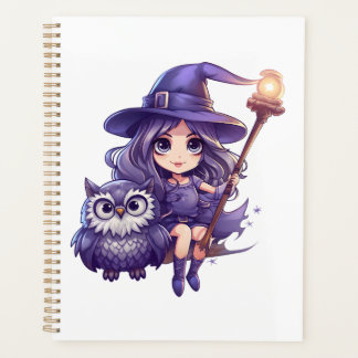 Leuke heks & uil ontwerp - Schattige Halloween sti Planner