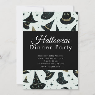Leuke heksen Petten Zwart Halloween Diner Party Kaart