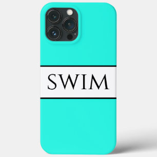 Leuke helder retro aqua mint witte strepen zwem te iPhone 13 pro max hoesje