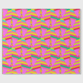 Leuke Heldere Gestreepte Kerstbomen op Fuchsia Pin Cadeaupapier (Vlak)